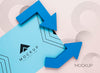 Blue Arrows And Business Mock-Up Card Psd