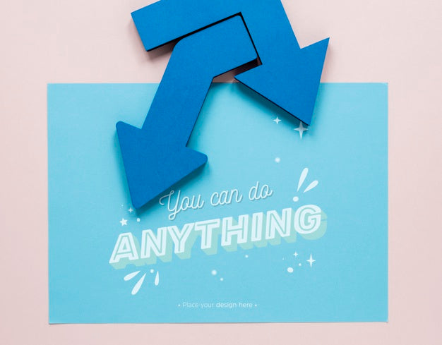 Blue Arrows With You Can Do Anything Lettering Psd