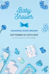 Blue Baby Shower Invitation With Decorations Psd