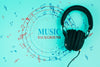 Blue Background With Musical Notes Psd