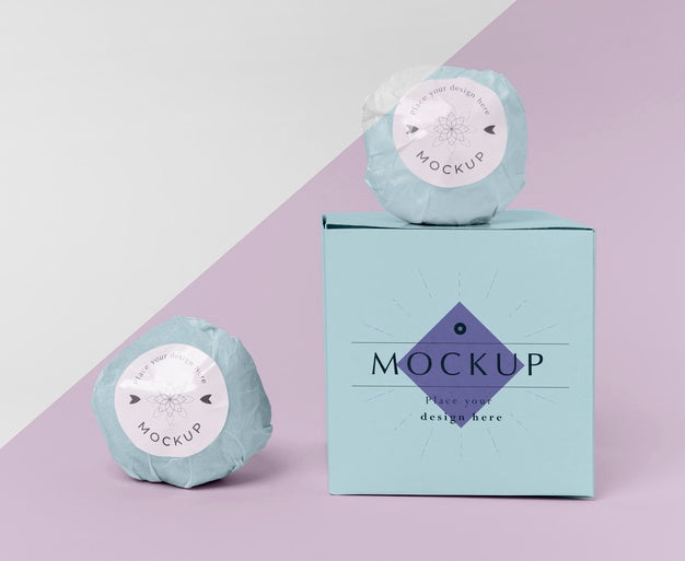 Blue Bath Bombs And Box Psd