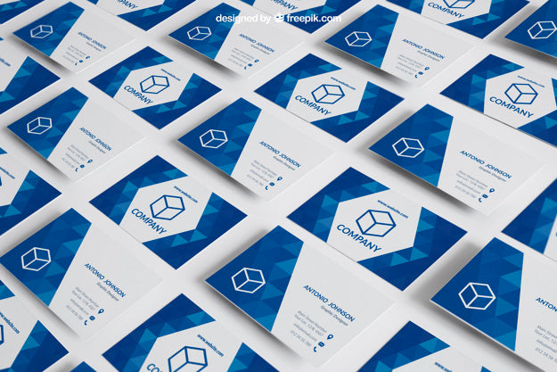 Blue Business Card Mockup On Floor Psd