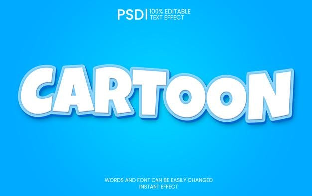 Blue Cartoon Text Effect Psd