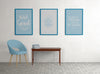 Blue Framed Posters With Minimalistic Decorations Psd