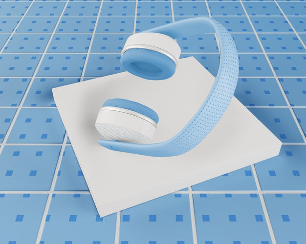 Blue Minimalistic Designed Headphones Psd