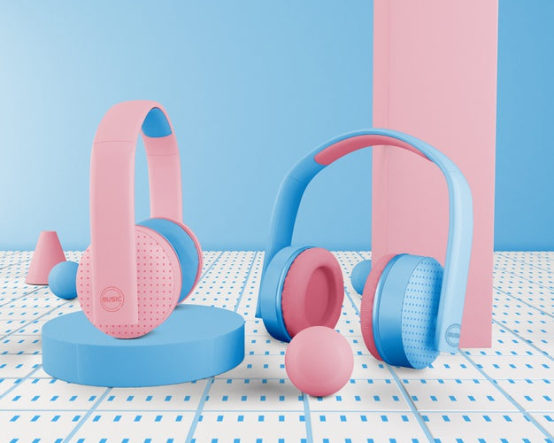 Blue Minimalistic Headphones Wireless Psd