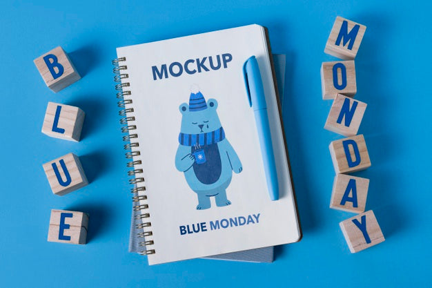 Blue Monday Concept With Mock-Up Psd