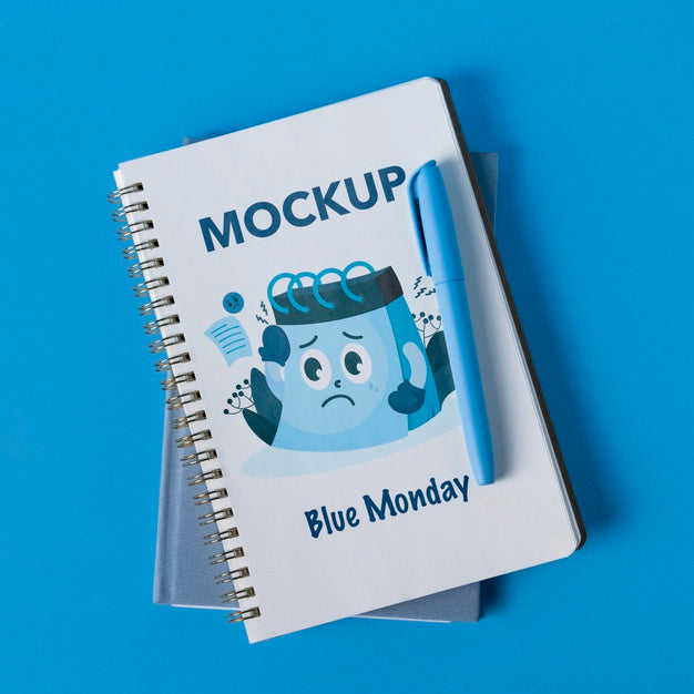 Blue Monday Concept With Mock-Up Psd