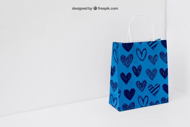 Blue Paper Bag In Corner Psd