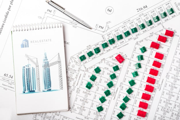 Blue Print Sketches With Notepad Top View Psd