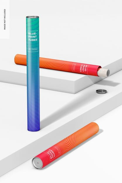 Blueprint Tubes Mockup Psd