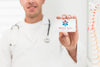 Blurred Man Holding Mock-Up Clinical Card Psd