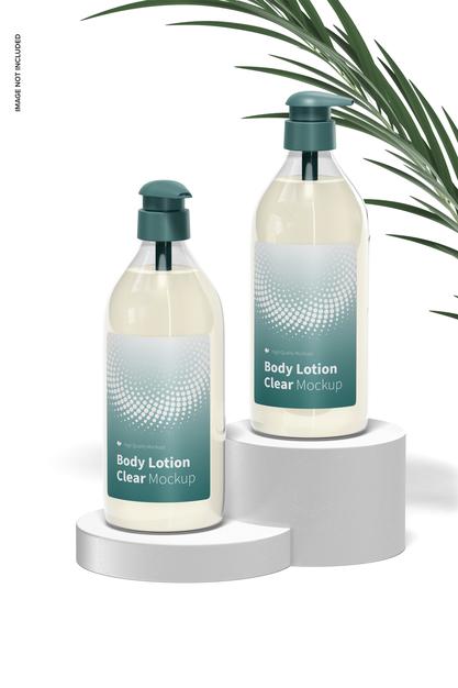 Body Lotion Clear Bottle Mockup Psd