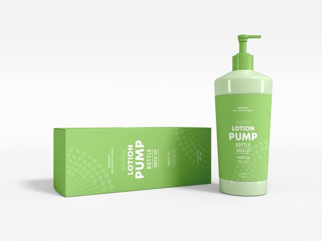 Body Lotion Pump Bottle Packaging Mockup Psd