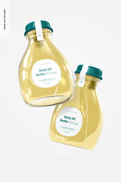 Body Oil Bottle Mockup, Floating Psd