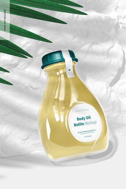 Body Oil Bottle Mockup, Leaned Psd