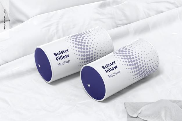 Bolster Pillows Mockup, Left View Psd