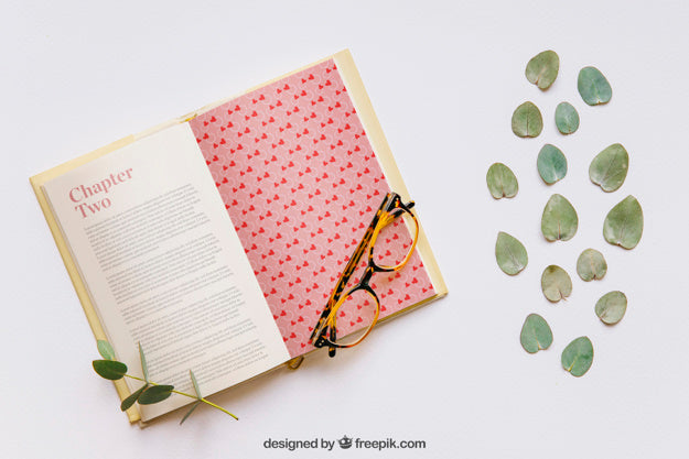 Book And Leaves Mockup Psd
