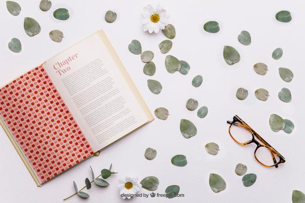 Book And Leaves Mockup Psd