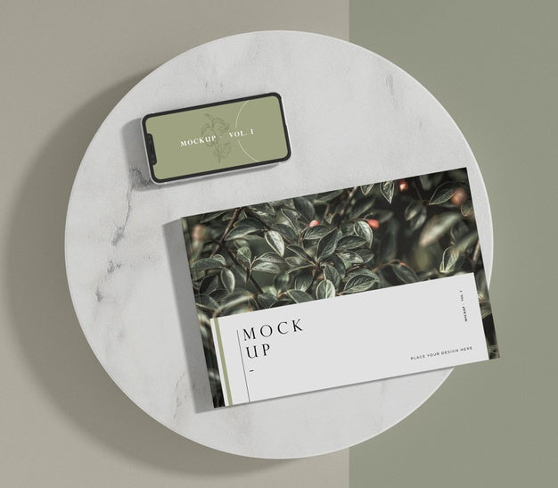 Book And Smartphone Editorial Magazine Mock-Up Psd