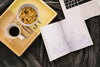 Book Composition With Coffee, Cereals And Laptop Psd