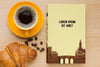 Book Cover Composition On Wooden Background With Cup Of Coffee Psd