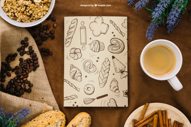 Book Cover Composition With Coffee Beans Psd
