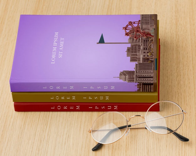 Book Cover Composition With Glasses Psd