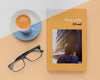 Book Cover Mock-Up Assortment With Cup Of Coffee And Glasses Psd
