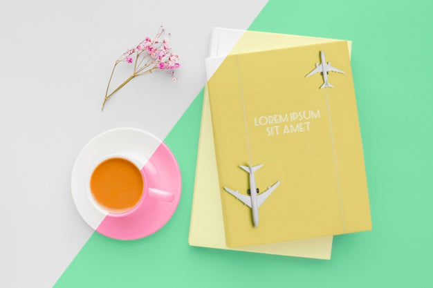 Book Cover Mock-Up Composition With Cup Of Coffee Psd