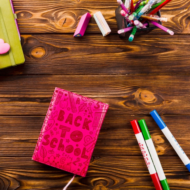 Book Cover Mockup With Back To School Concept Psd