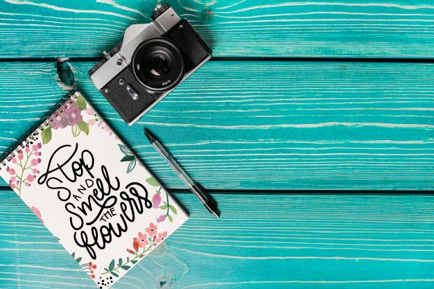 Book Cover Mockup With Camera And Copyspace Psd