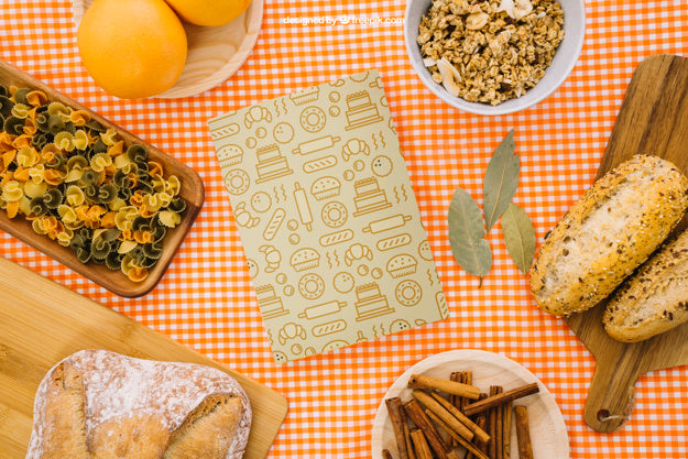 Book Cover Mockup With Fresh Breakfast Psd