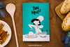 Book Cover Mockup With Spoon And Bread Psd