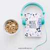 Book Cover Template With Headphones And Cereals Psd