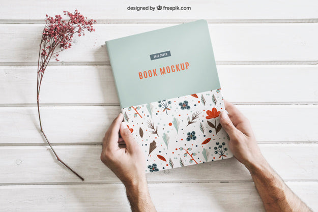 Book Mock Up With Hands Psd