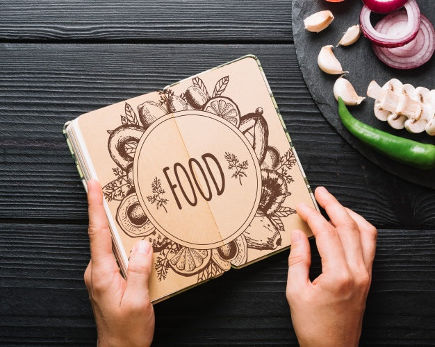 Book Mockup With Food Concept Psd