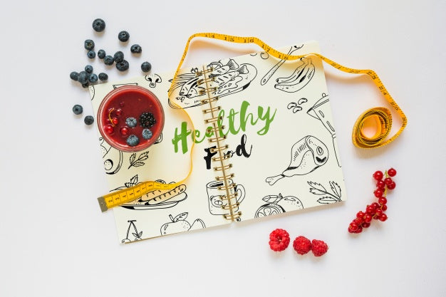 Book Mockup With Healthy Food Concept Psd
