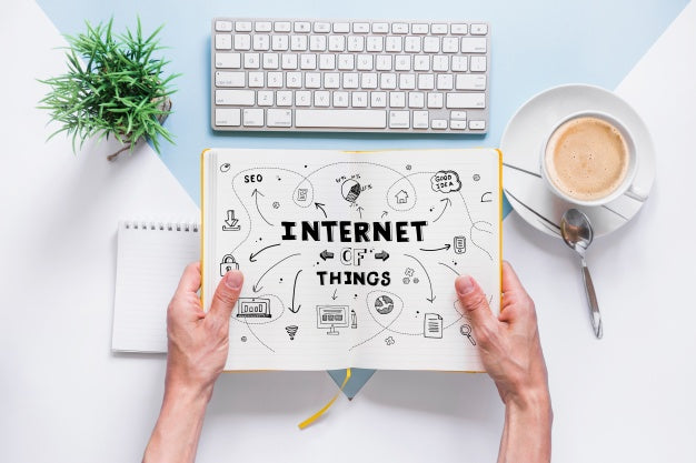 Book Mockup With Internet Of Things Concept Psd