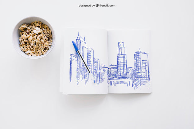 Book Template With Bowl Of Cereals Psd