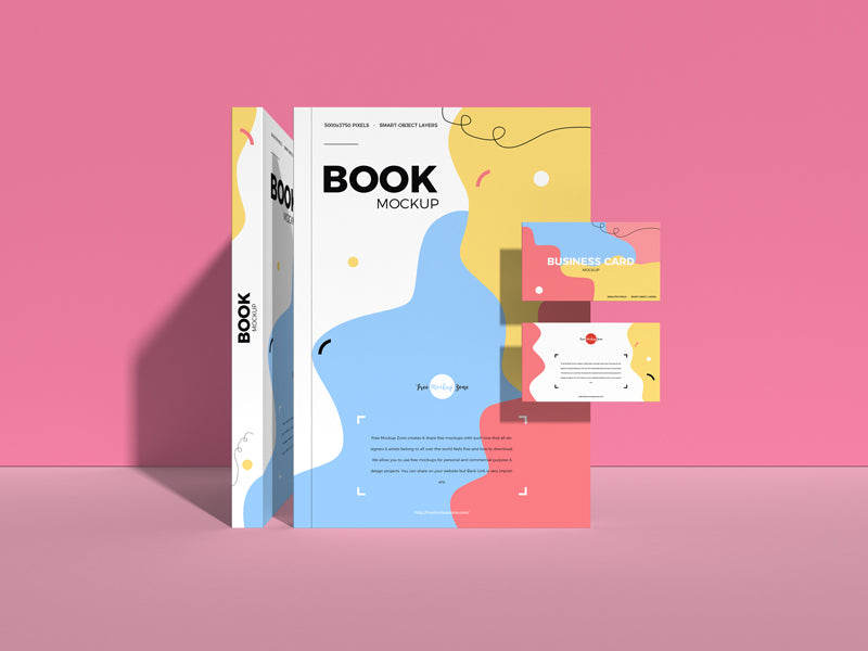 Book With Business Card Mockup