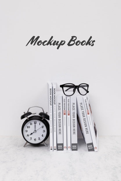 Books And Glasses Arrangement Psd