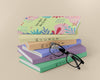 Books Arrangement With Glasses Psd