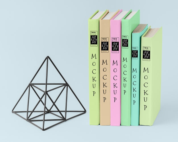 Books Arrangement With Pyramid Figure Psd
