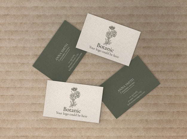 Botanic Business Cards Set Of 4 Mockup Psd