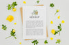 Botanical Mock-Up Surrounded By Yellow Flowers Psd