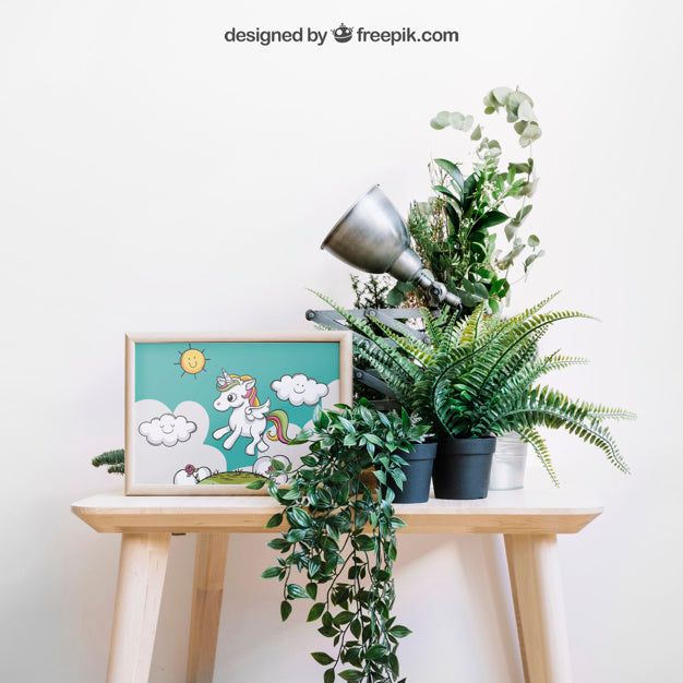 Botanical Mockup Of Frame On Chair Psd