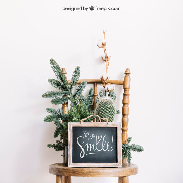 Botanical Mockup Of Slate On Chair Psd