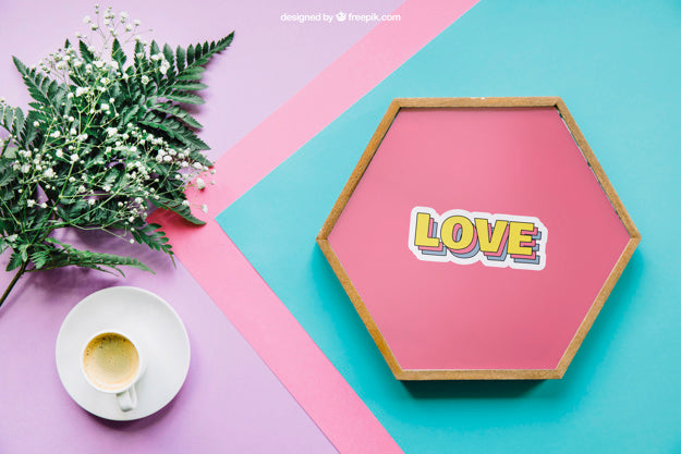 Botanical Mockup With Frame, Coffee And Leaf Psd