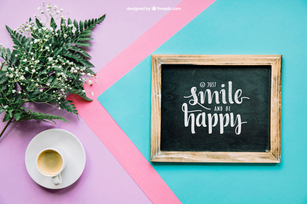 Botanical Mockup With Slate And Coffee Psd